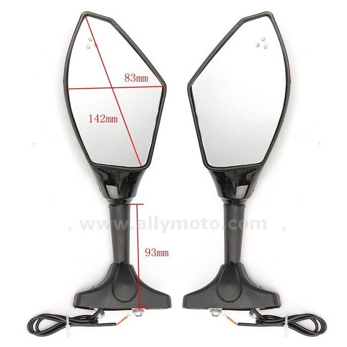 88 Motorcycle Rearview Mirrors W- Led Turn Signal Honda -Kawasaki -Suzuki -Yamaha -Ducati -Triumph@2